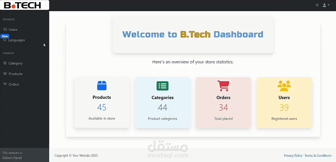 Admin Dashboard B-Tech