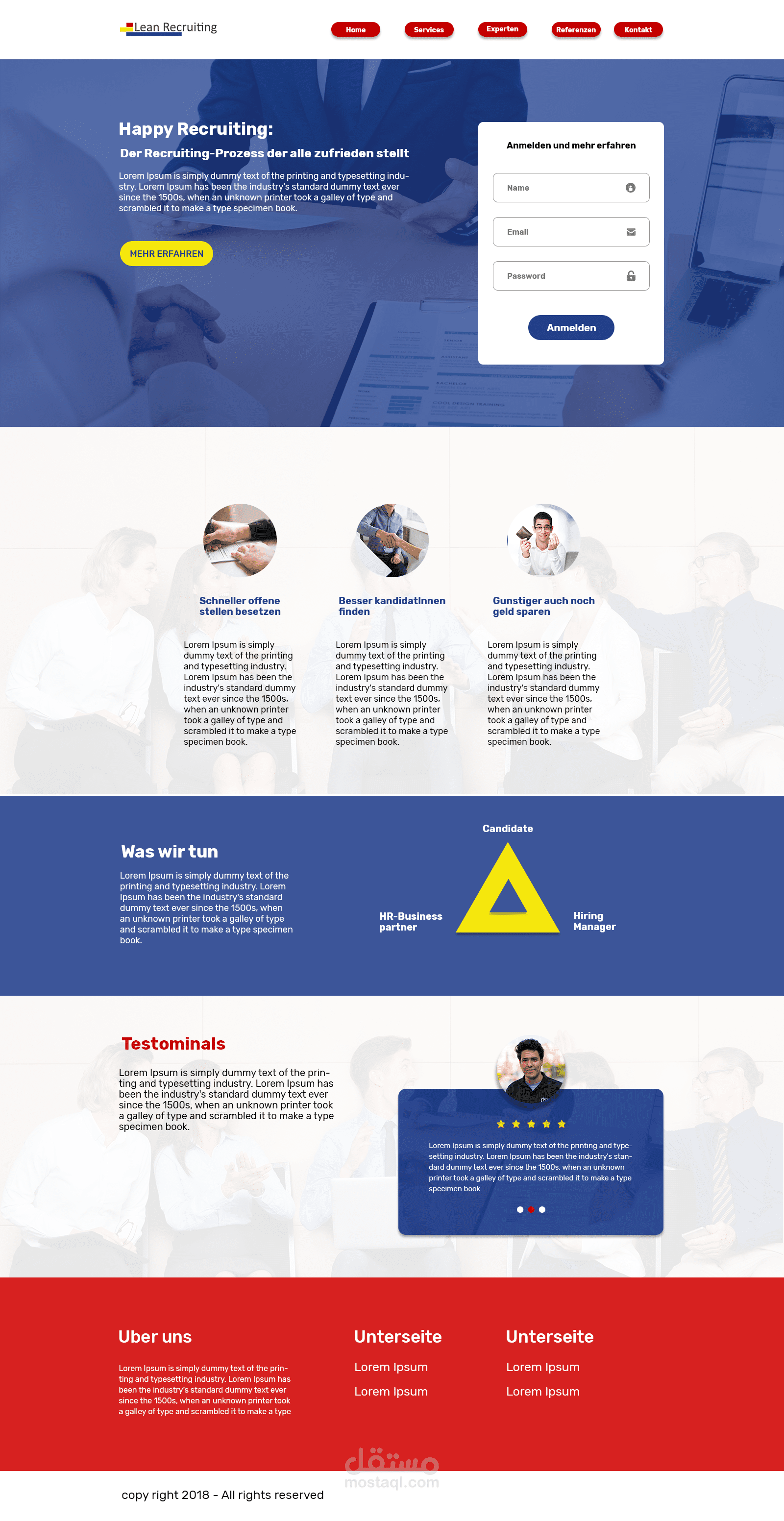 Recruiting website user interface design