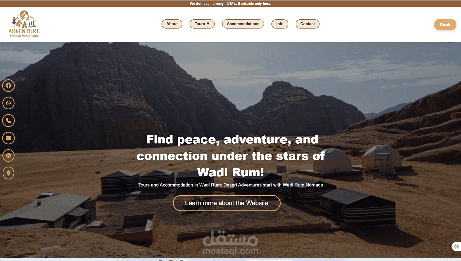 تصميم موقع سياحي لمخيم Bronze Mountains Camp – تجربة حجز صحراوية فريدة