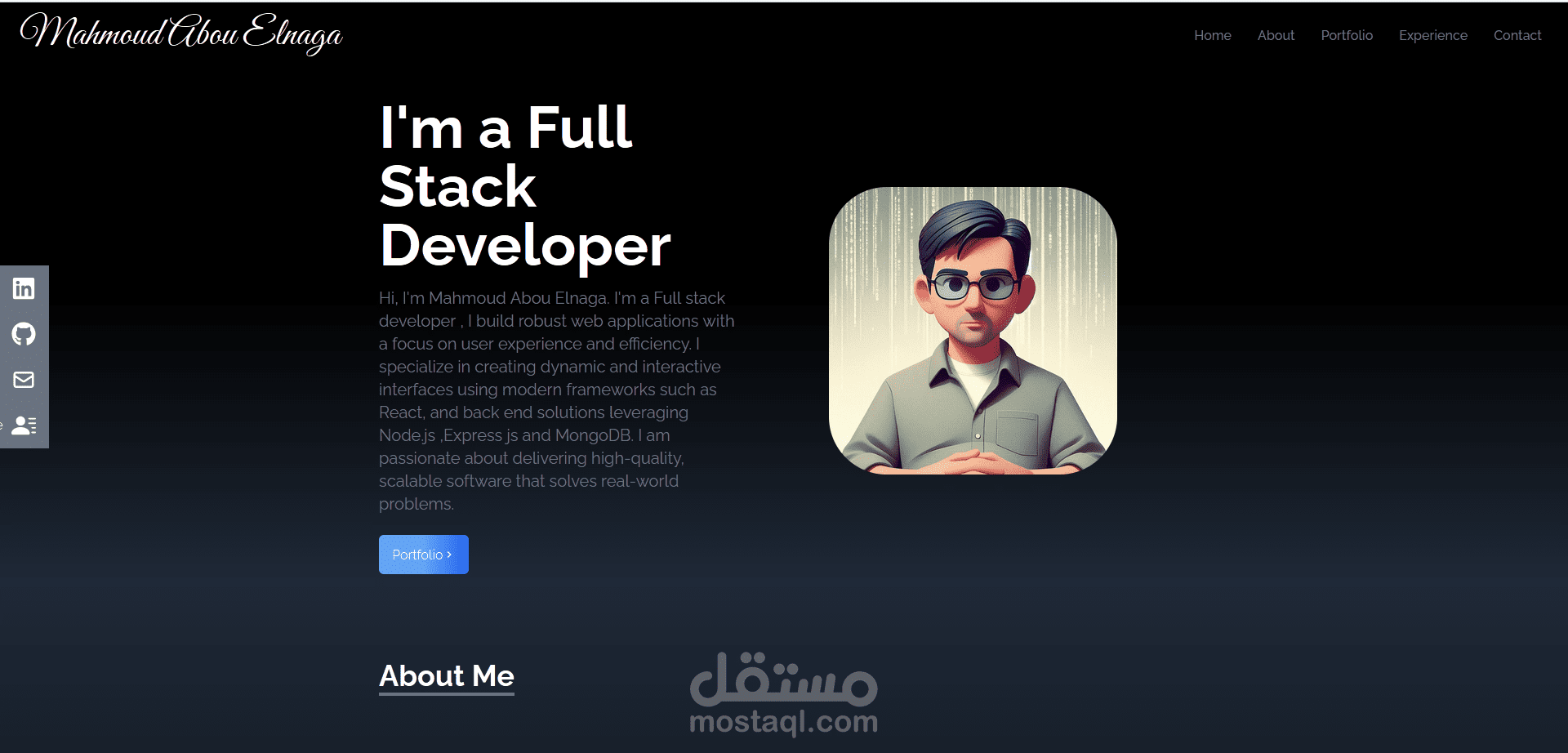 تطوير صفحة شخصية متجاوبة مع كل الشاشات لعرض الاعمال portfolio