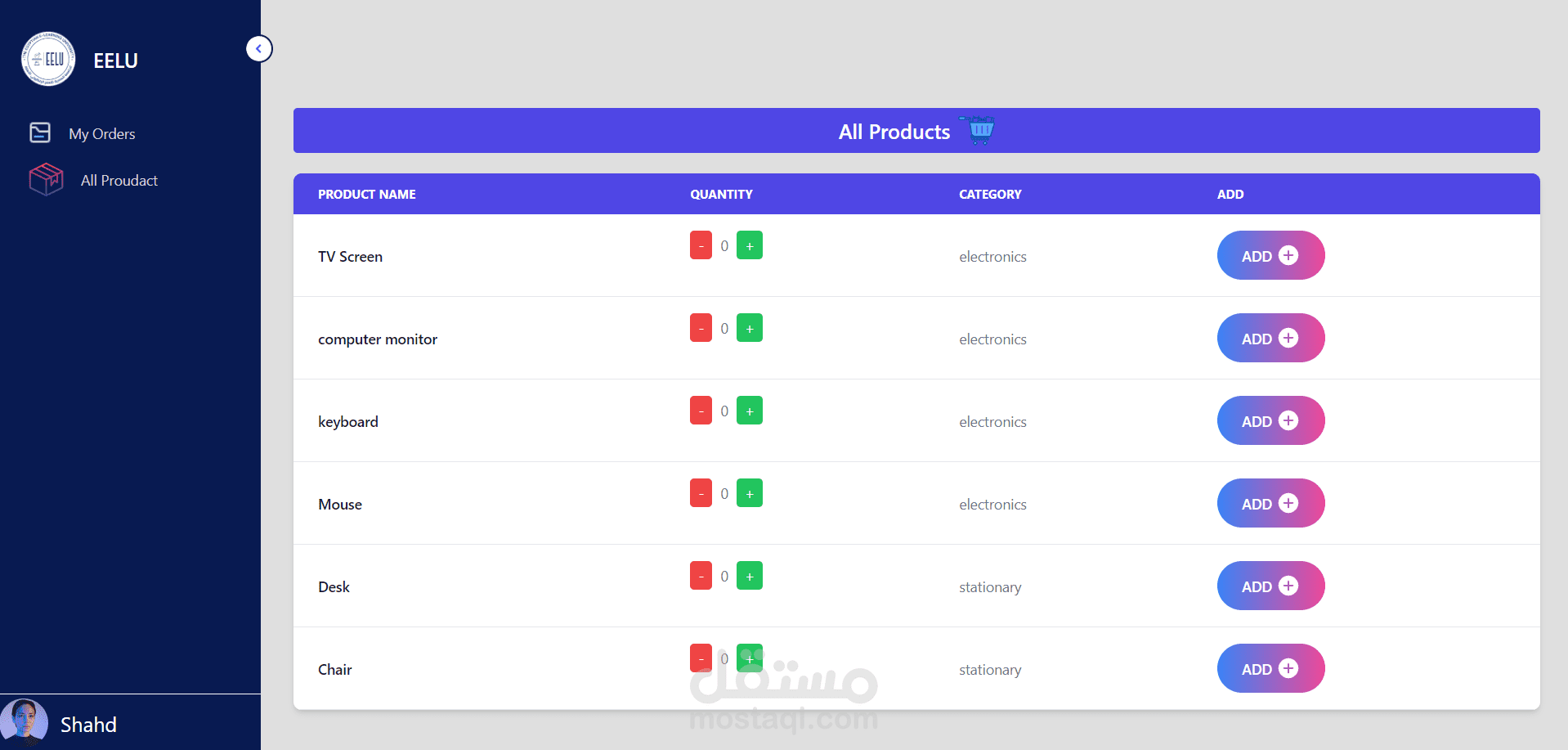 نظام إدارة طلبات الجامعة (University Storage System)