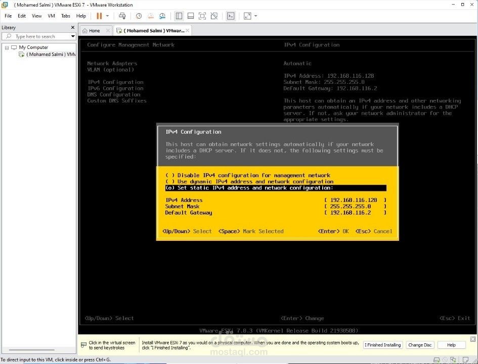 تثبيت حل hypervisor type 1 على حاسوب و ادارة الحواسيب الافتراضية