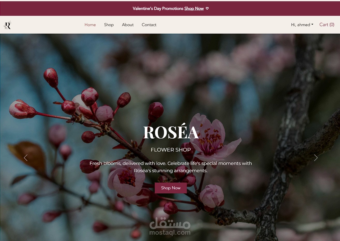 إنشاء موقع E-commerce احترافي لبيع الورد باسم Roséa
