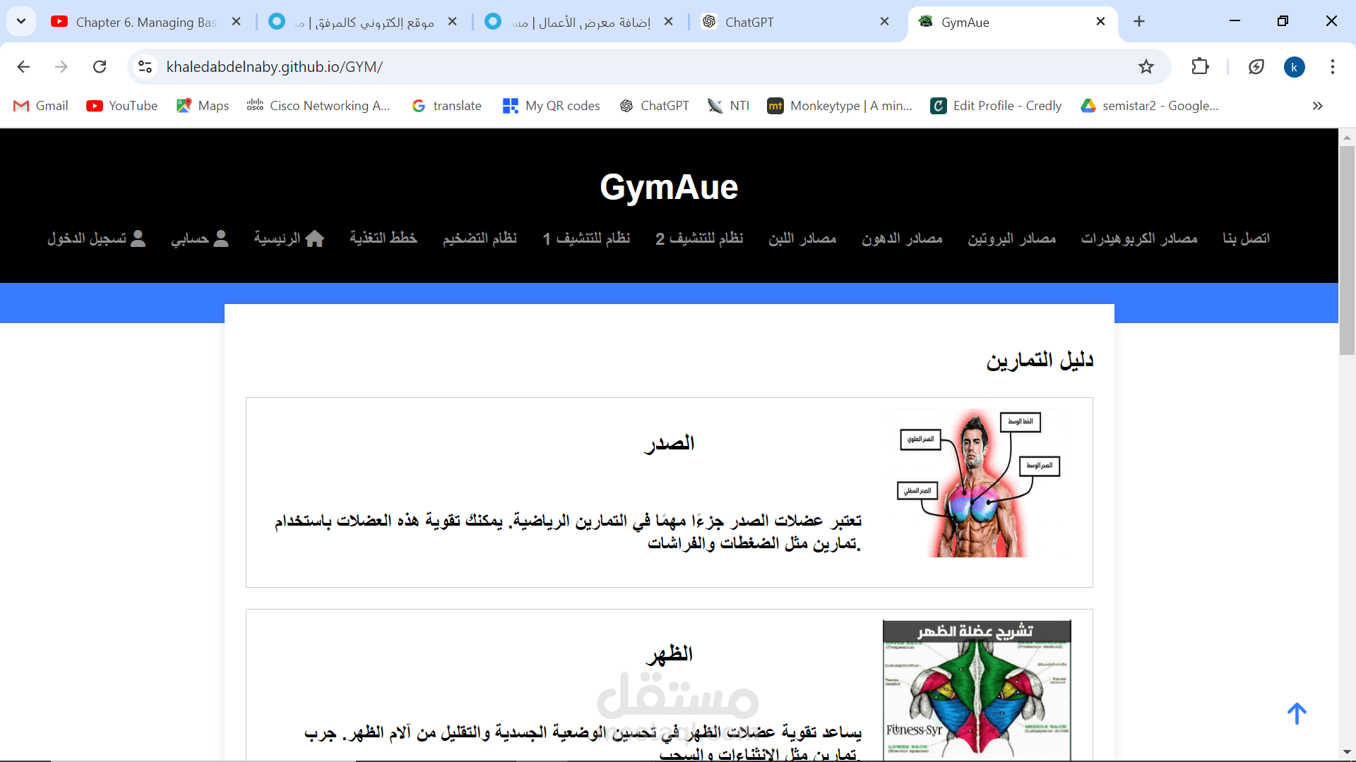 تصميم موقع ويب لجيم
