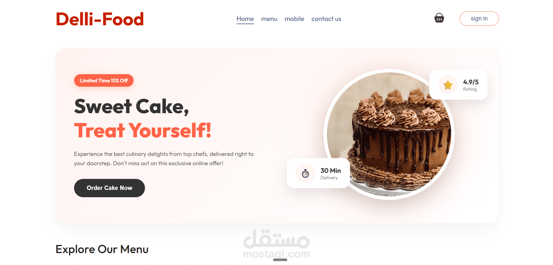 برمجة منصة متكاملة لطلب وتوصيل الطعام (Full-Stack E-commerce)