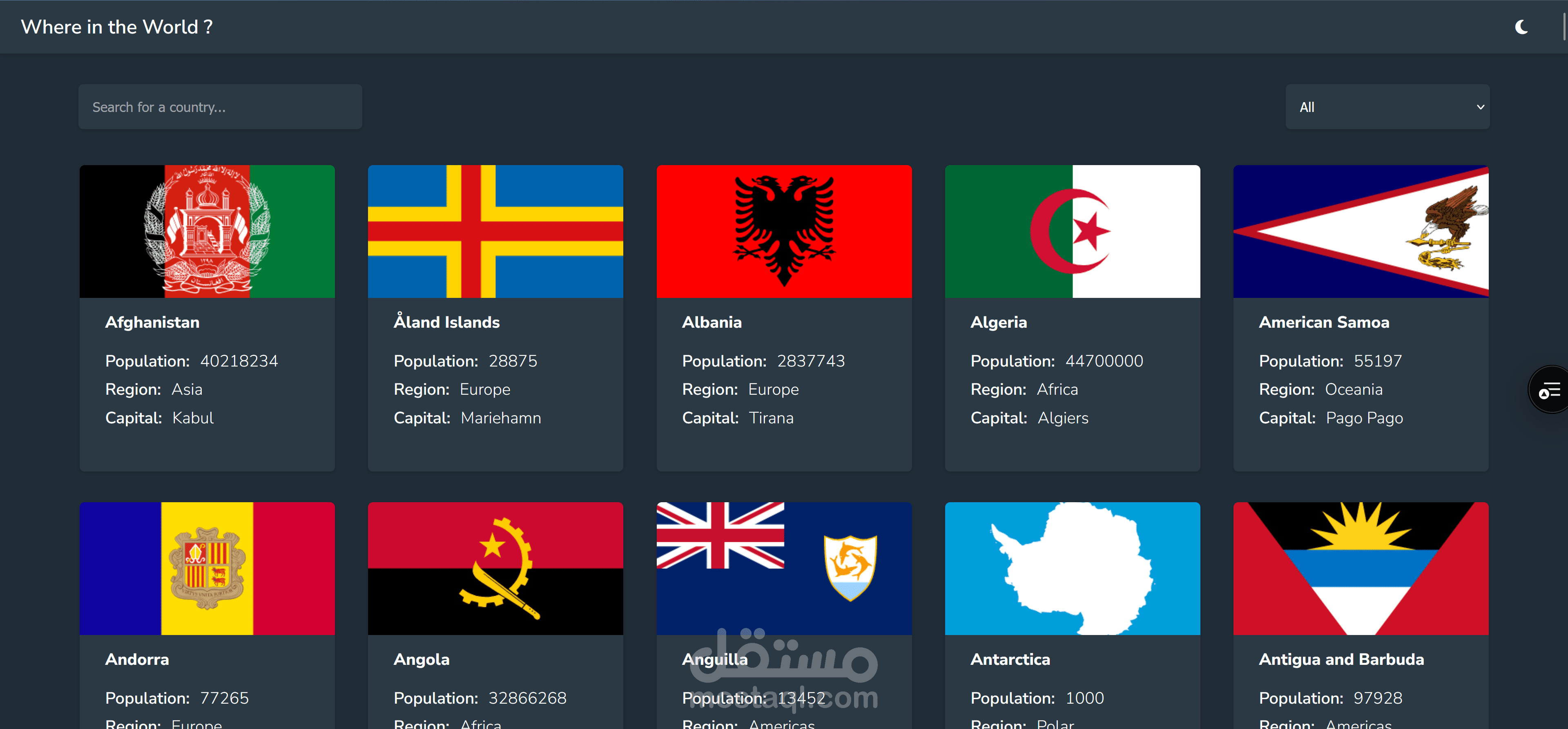 موقع عرض معلومات البلدان