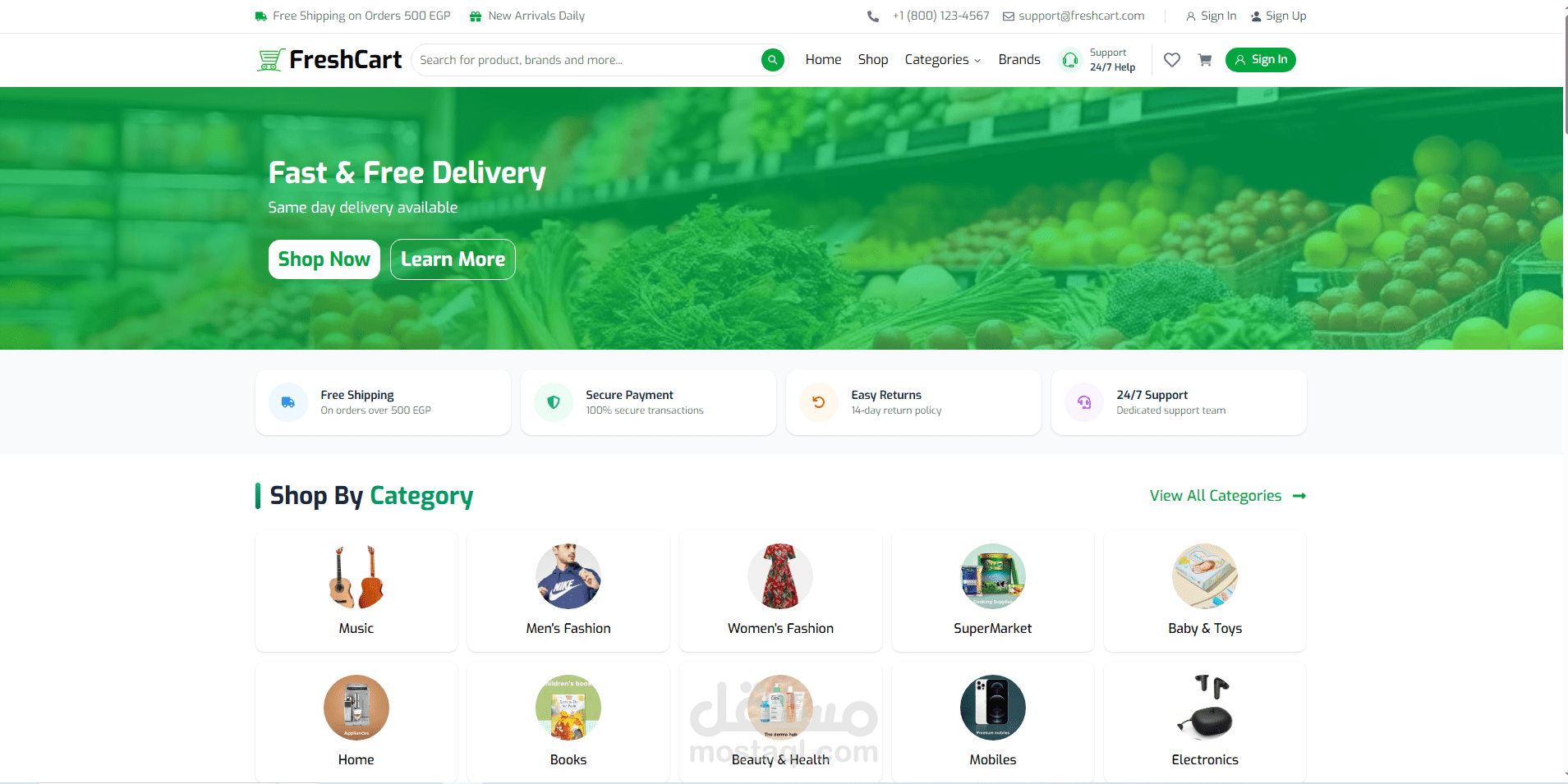 موقع تجارة إلكترونية حديث (Next.js E-commerce Frontend)