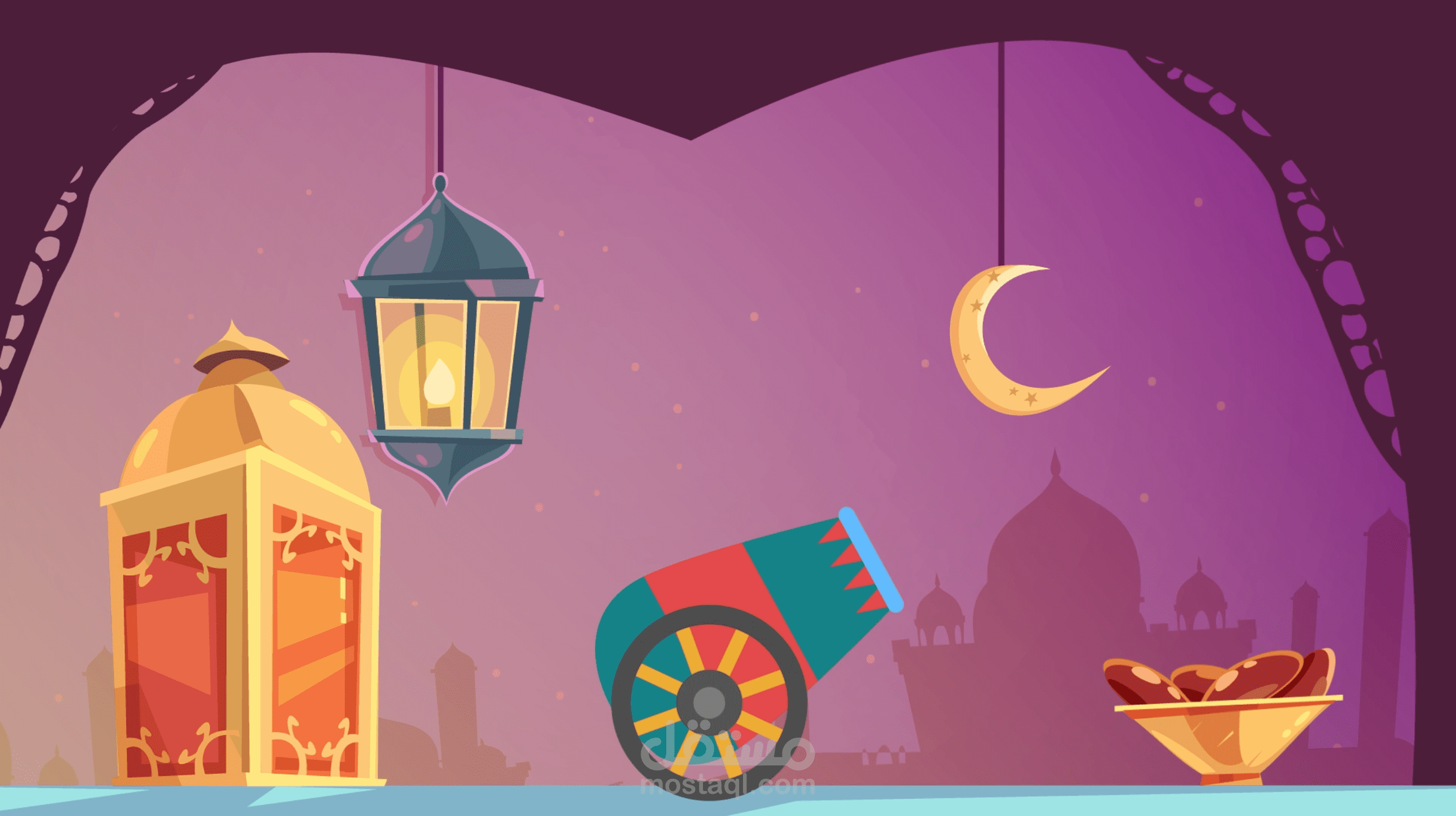 مشروع اطلاق مدفع رمضان موشن جرافيك