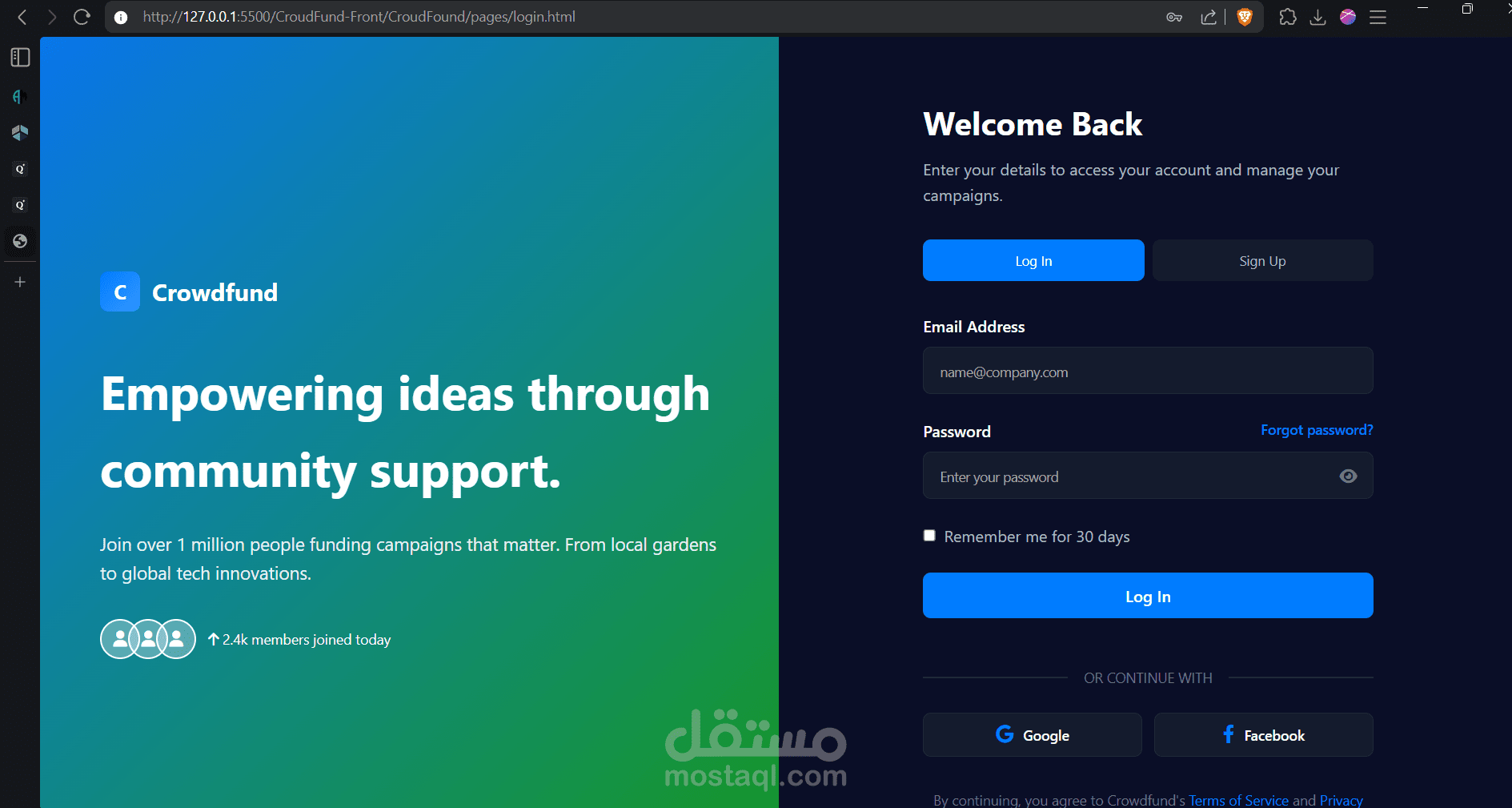 منصة تمويل جماعي متكاملة | Full-Stack Crowdfunding Platform with Admin Dashboard