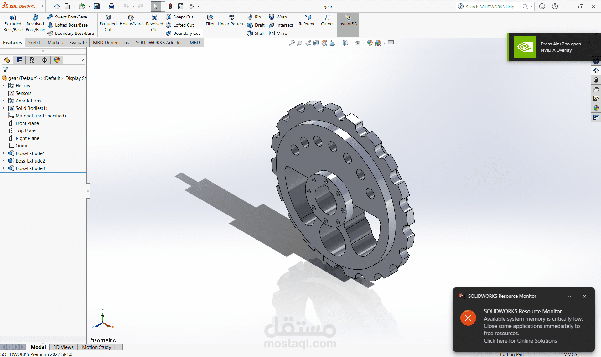Spur Gear Mechanical Design (SolidWorks)