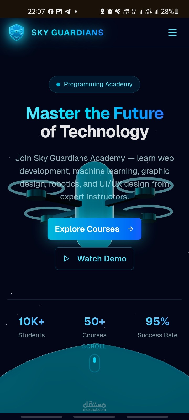 تطوير منصة Sky Guardian التكنولوجية.
