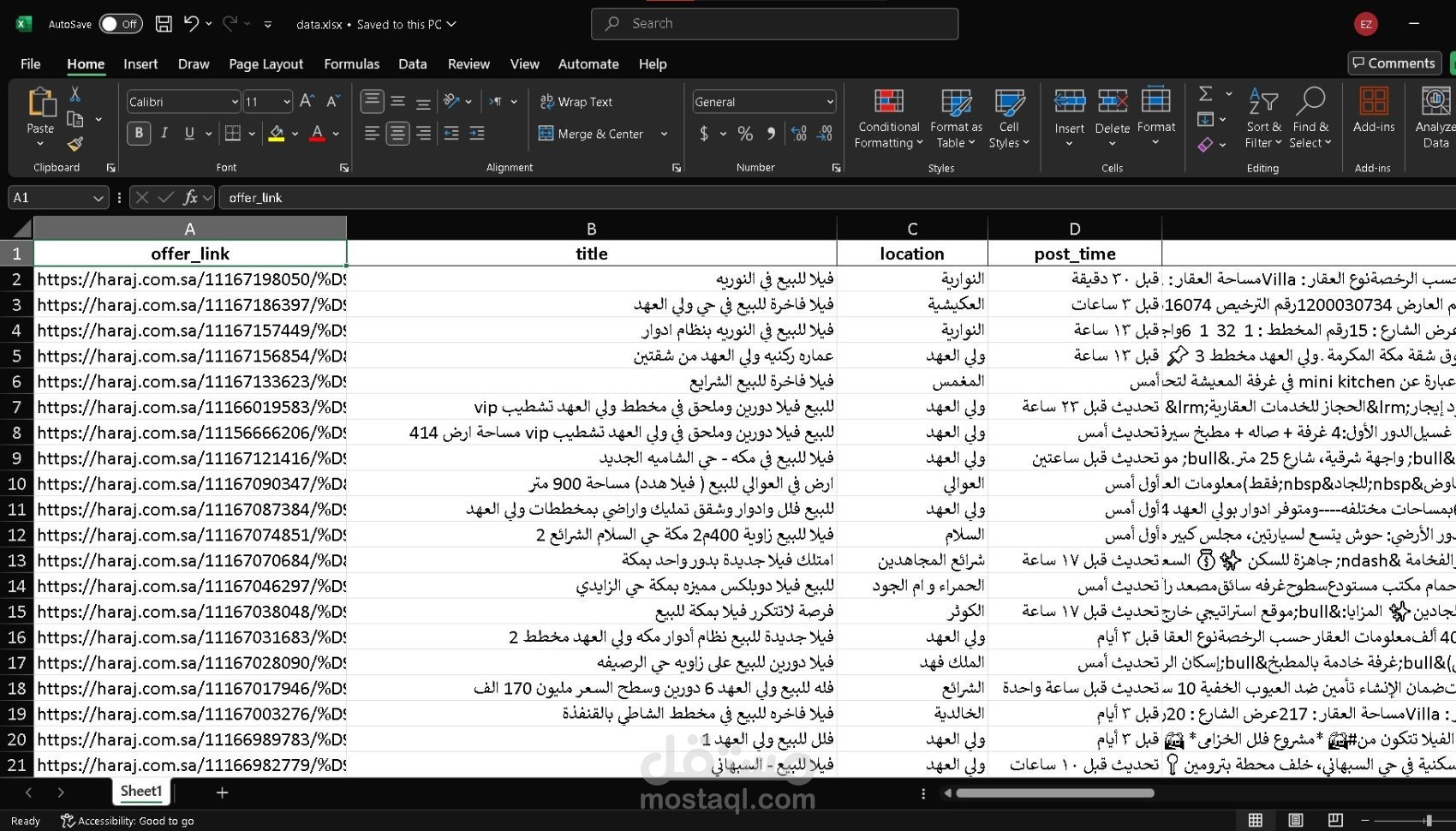 استخراج بيانات العقارات في مدينة مكة