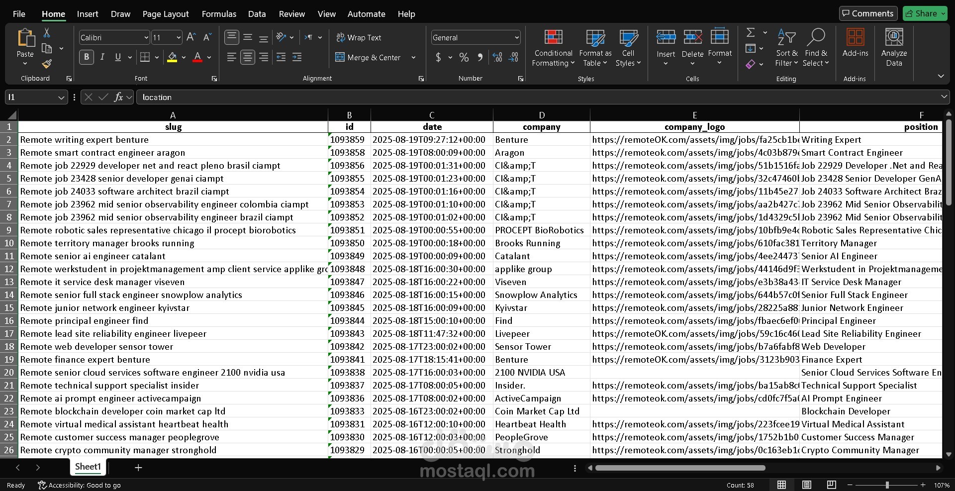 استخراج بيانات الوظائف من موقع عالمى للتوظيف