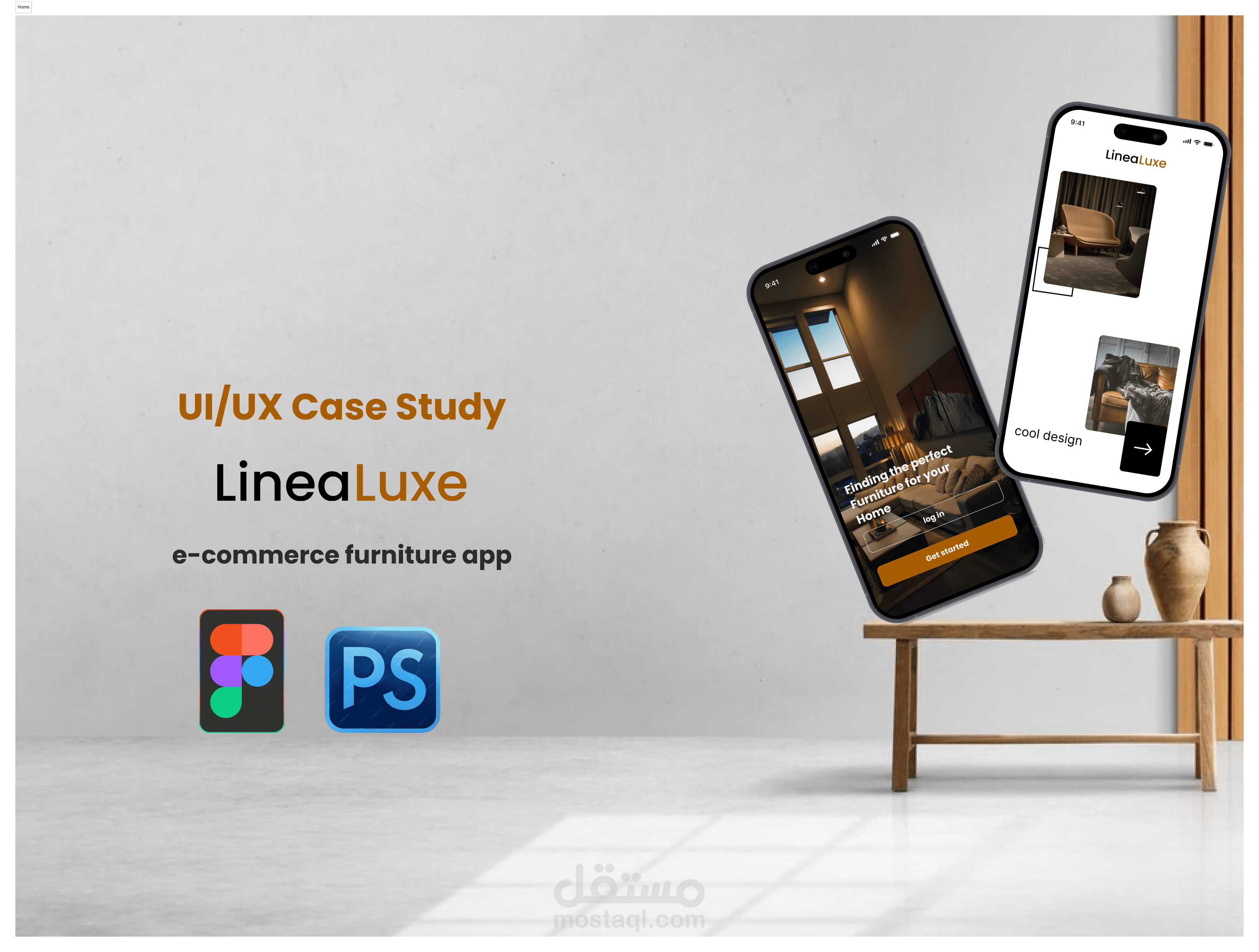 تصميم UI/UX لتطبيق"Linea Luxe " لبيع الاثاث الفاخر في الخليج