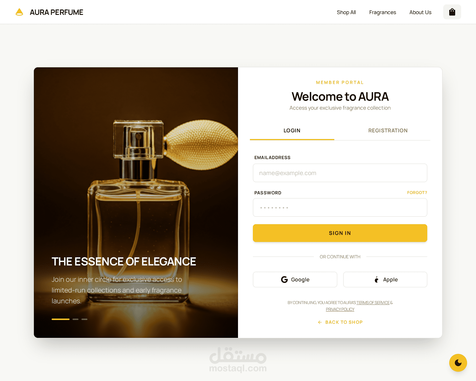 AURA Perfume – منصة تجارة إلكترونية فاخرة للعطور المتخصصة