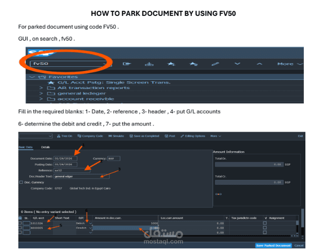 how to park document by using FV50