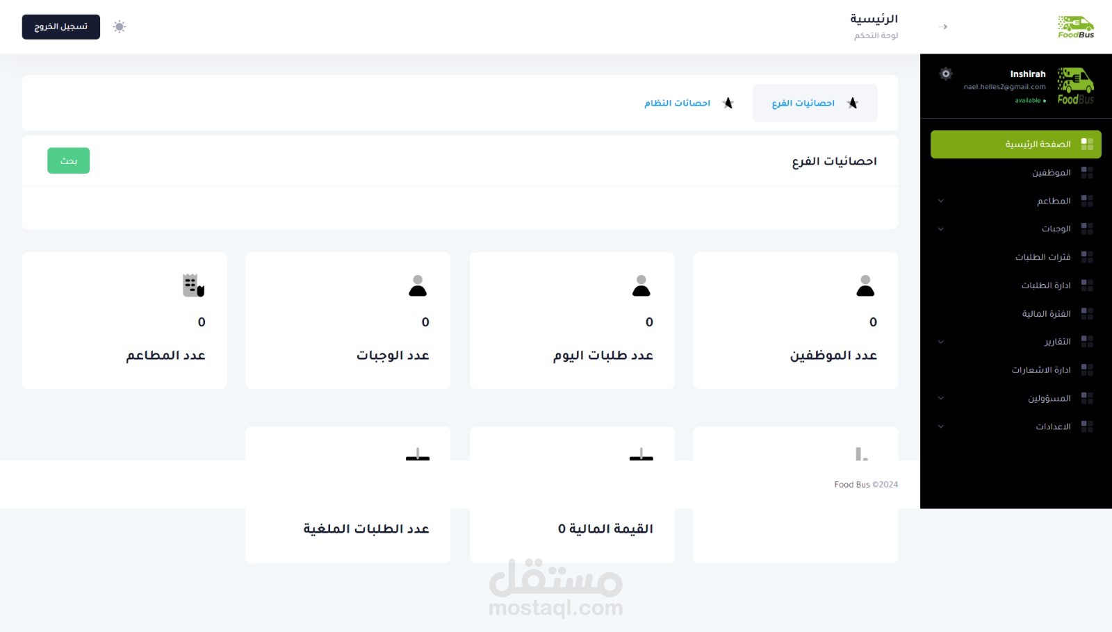 لوحة تحكم لادارة طلبات الموظفين