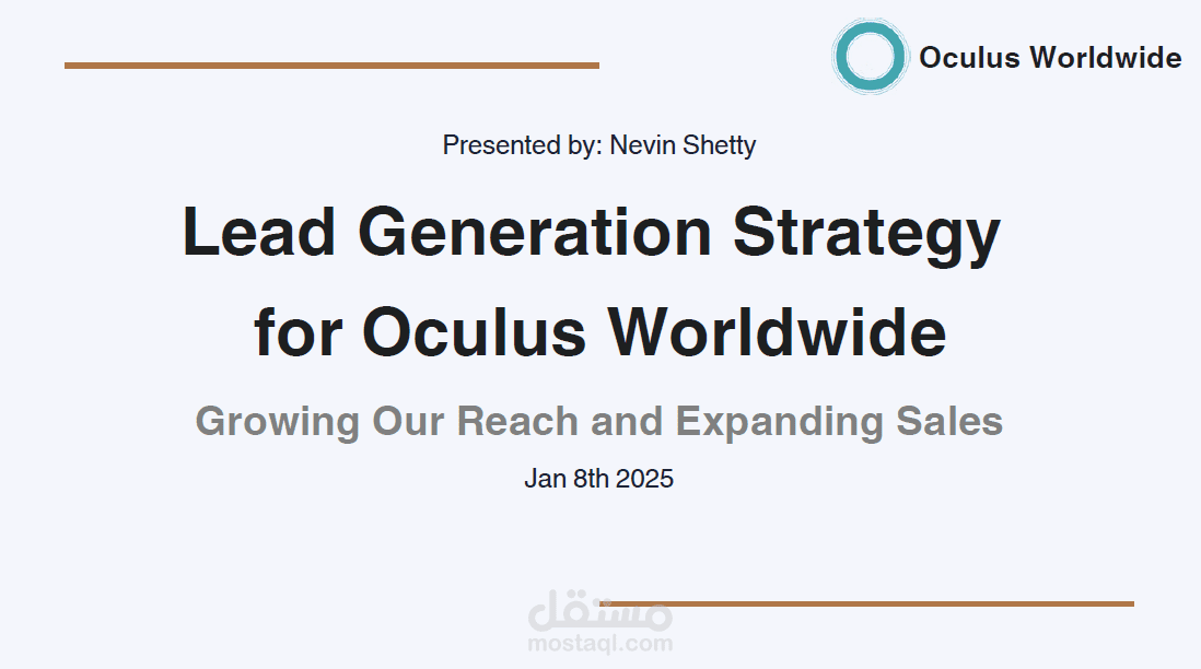 Lead Generation Strategy for Oculus Worldwide
