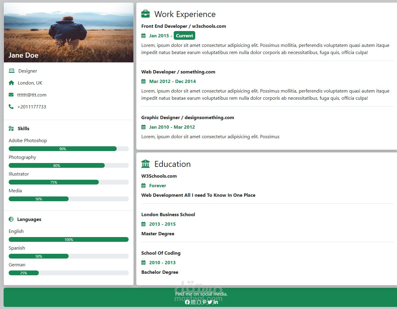 صفحة واحدة باستخدام html , css , bootstrap ,responsive
