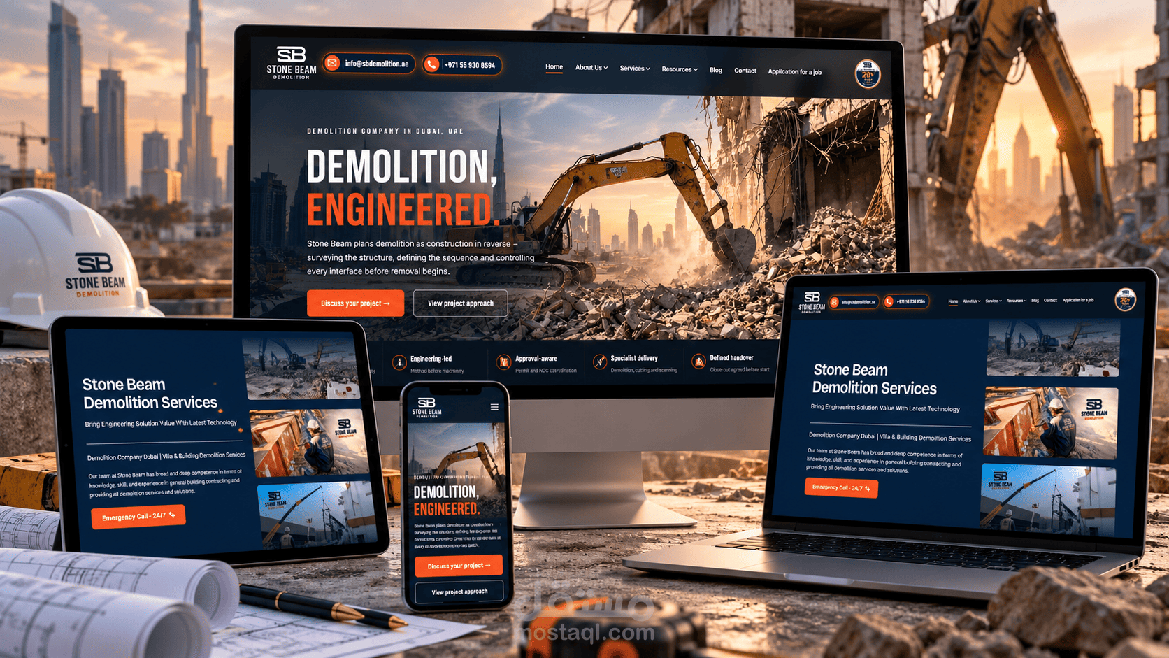 تصميم وتطوير موقع شركة Stone Beam Demolition – الإمارات