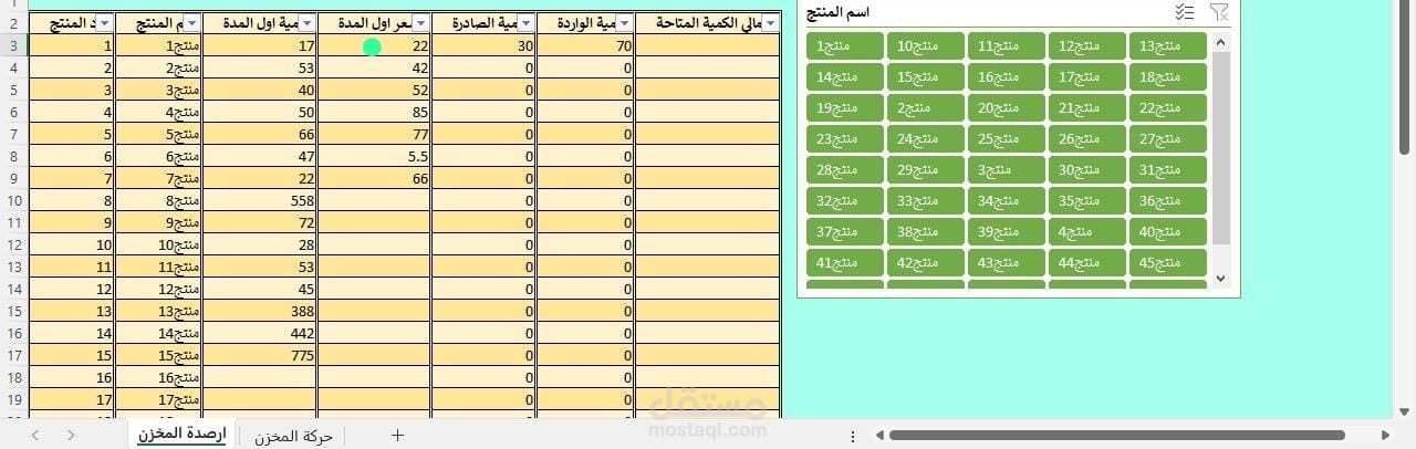 نموذج Excel لإدارة المخزون (وارد / منصرف) مع تقارير الأرصدة