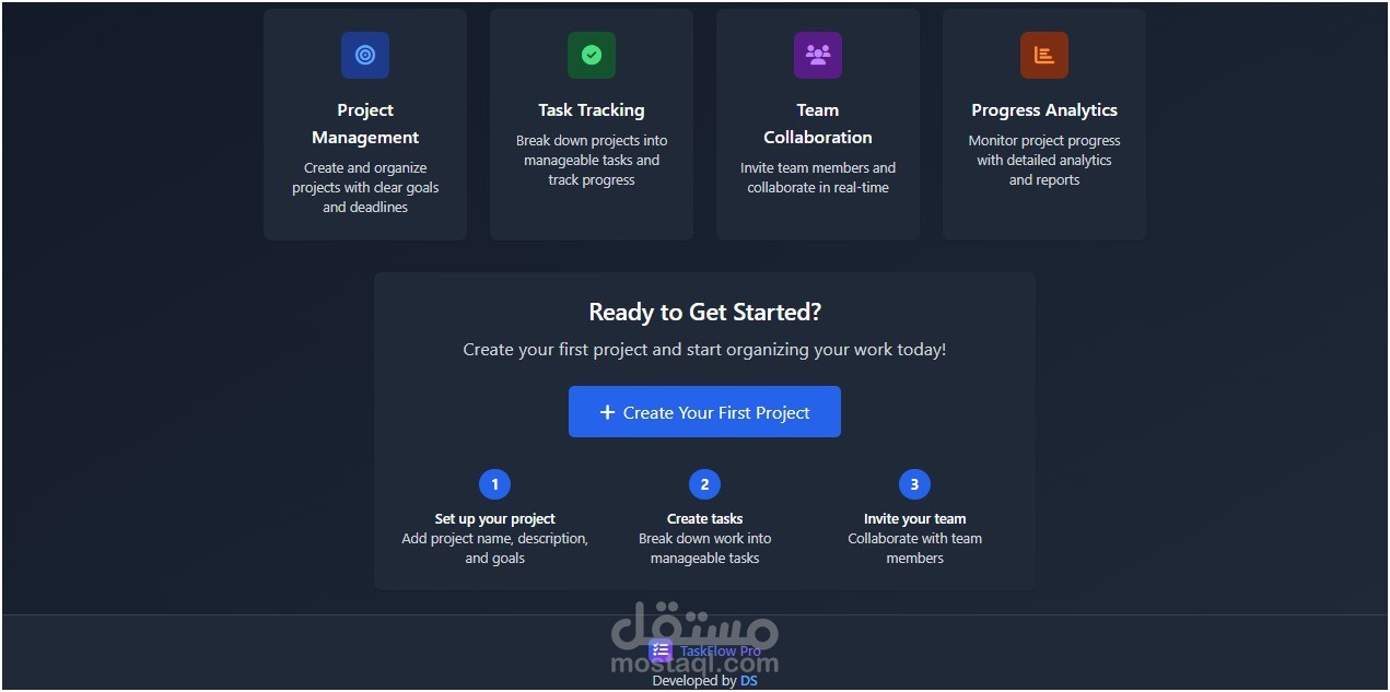 تطبيق ويب احترافي لإدارة المشاريع - ProjectPulse