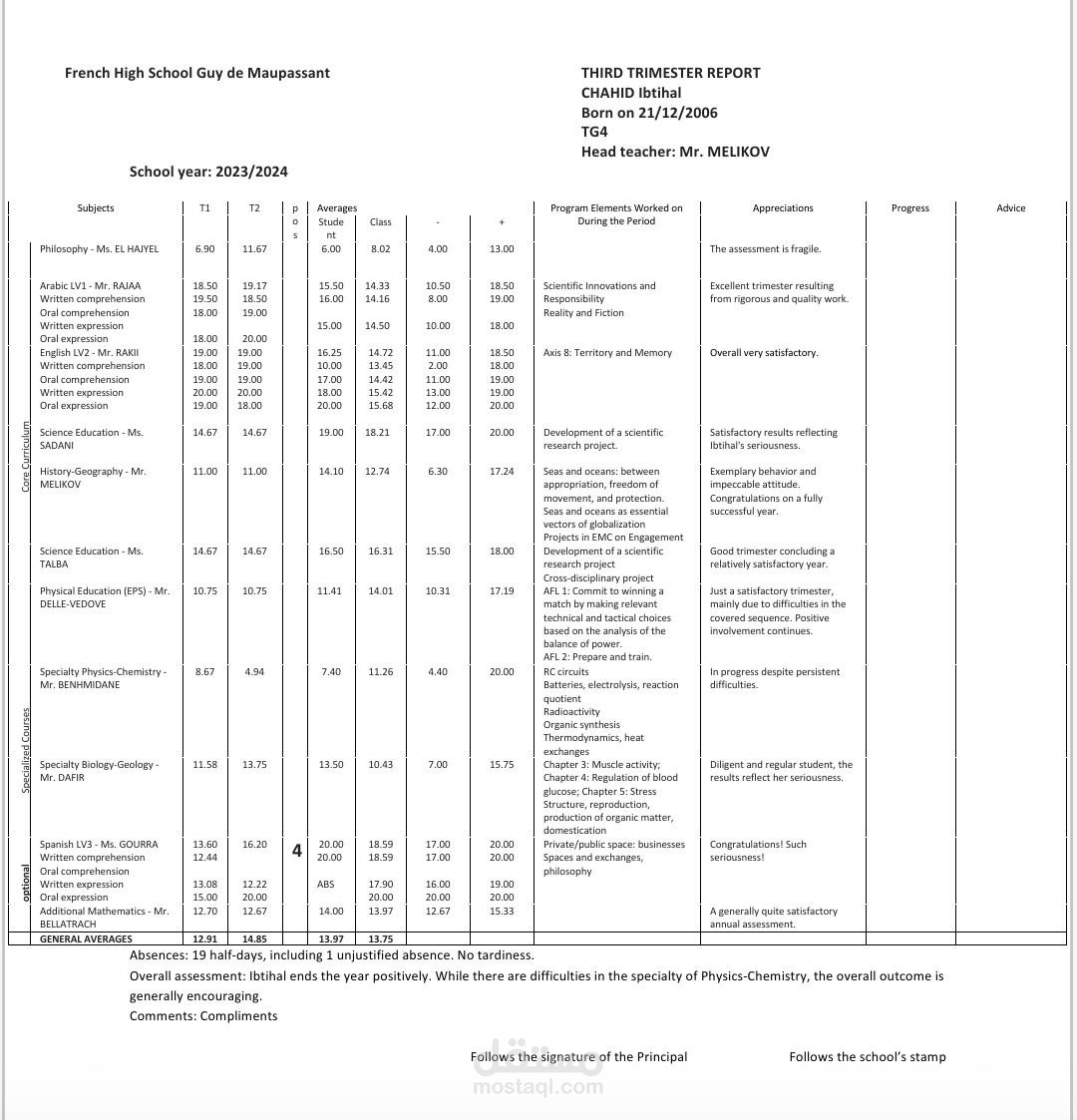 traduction d'un bulletin du francais vers l'anglais