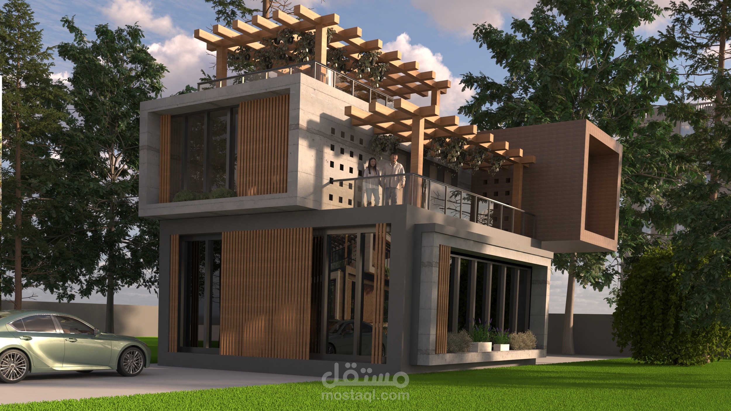 تصميم فيلا علي الطراز المودرن