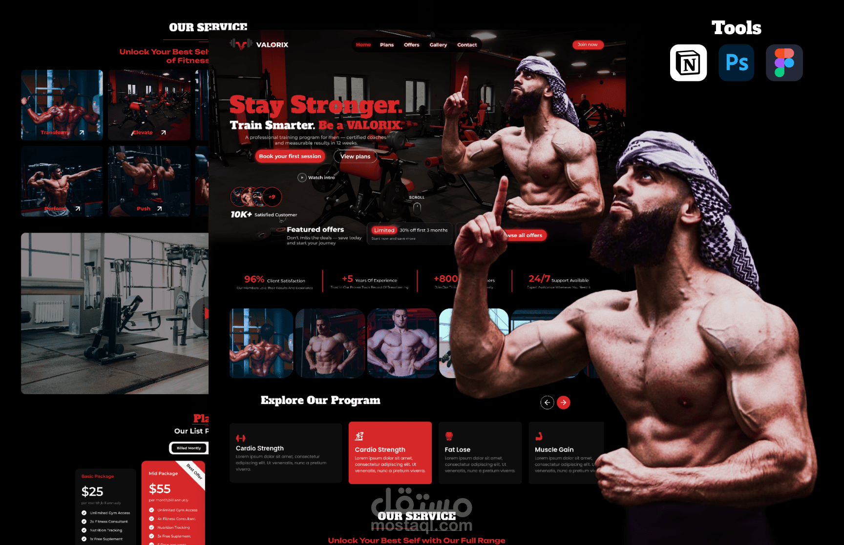 تصميم واجهات مستخدم موقع "VALORIX" للياقة البدنية | VALORIX Fitness UI/UX Web Design