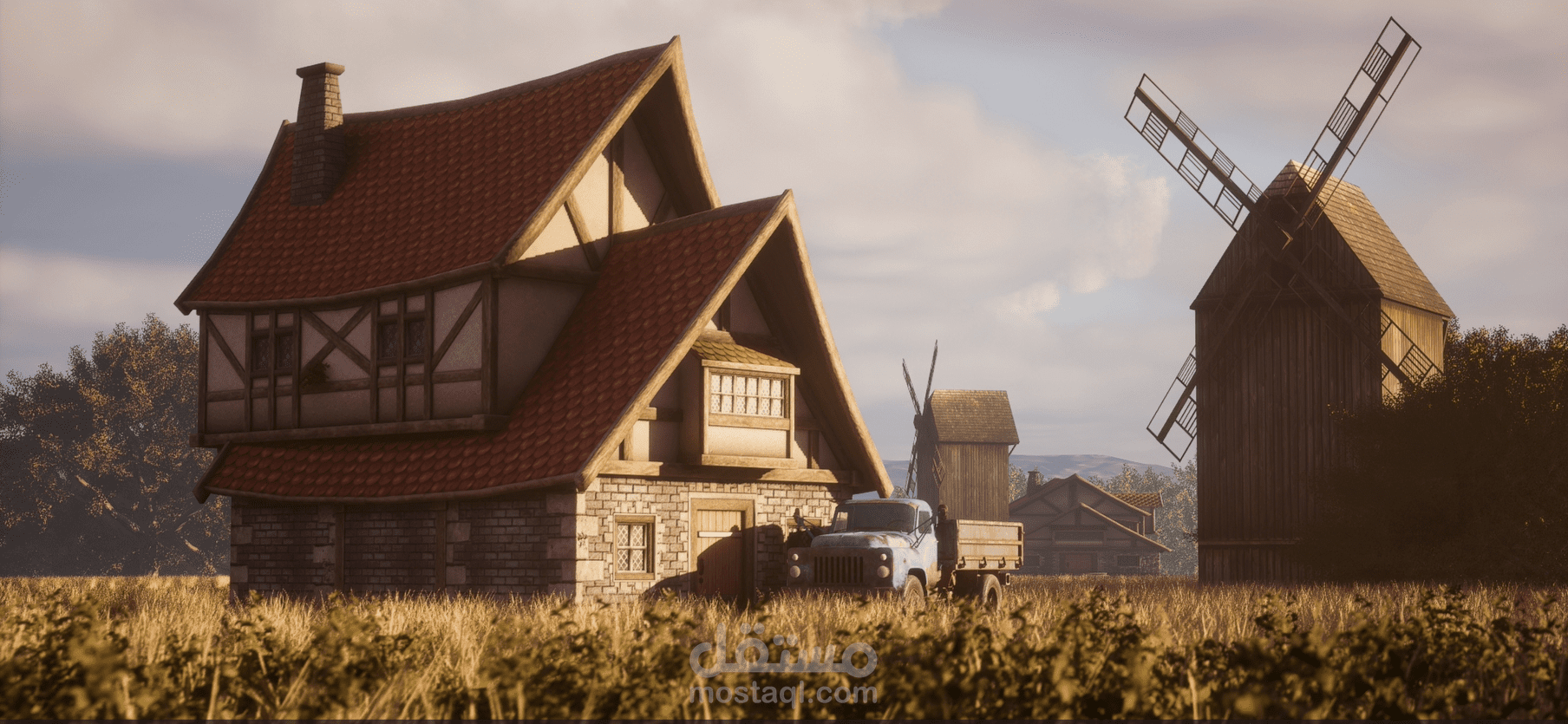 مشهد قرية ريفية علي Unreal Engine