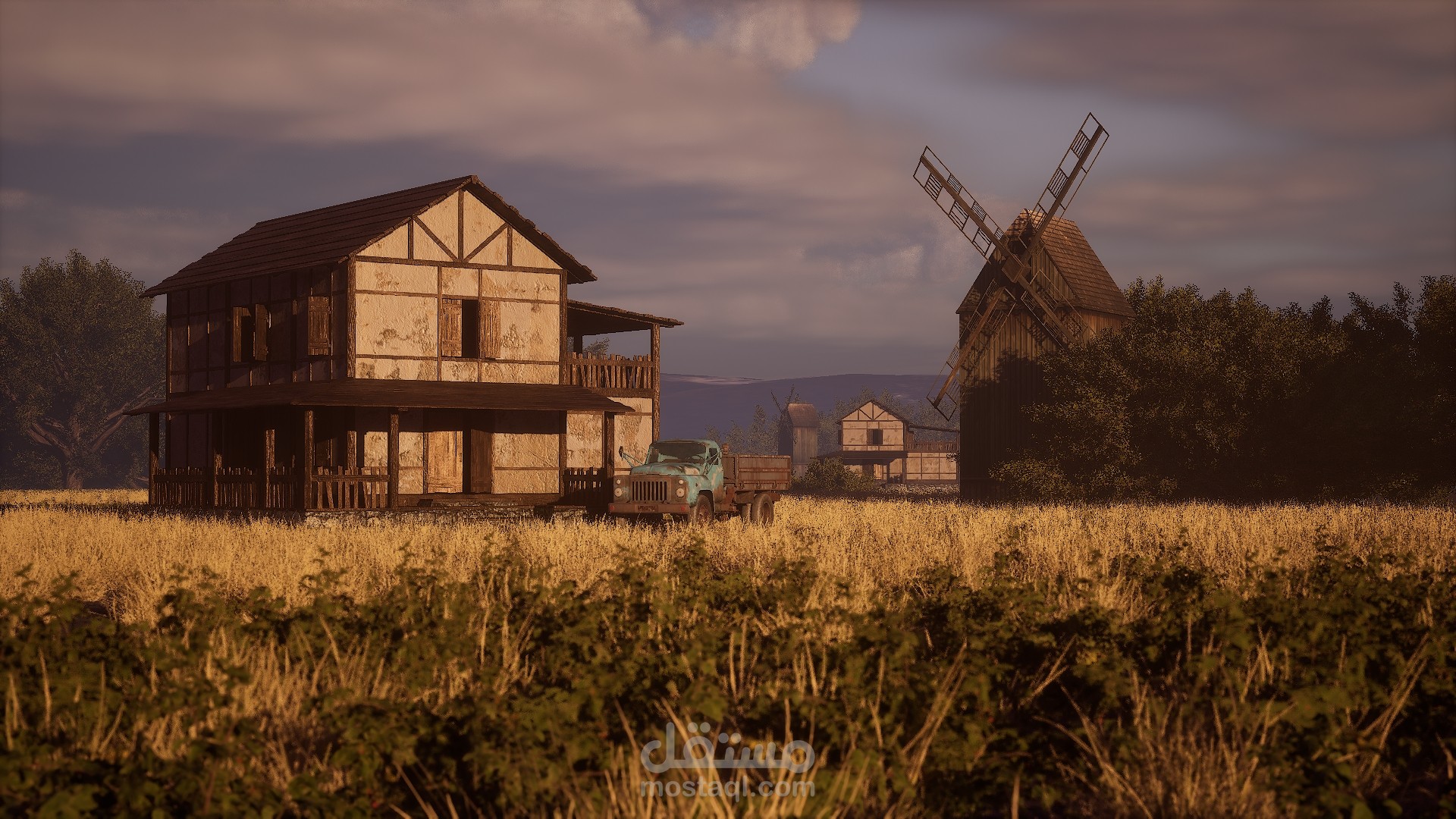 مشهد قرية ريفية علي Unreal Engine