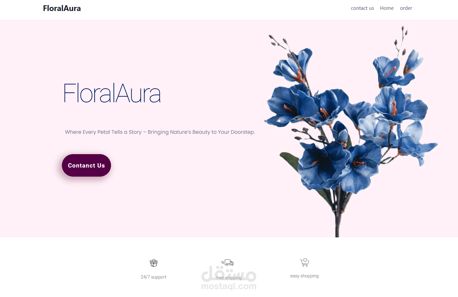 موقع إلكتروني متخصص في بيع الزهور والعطور