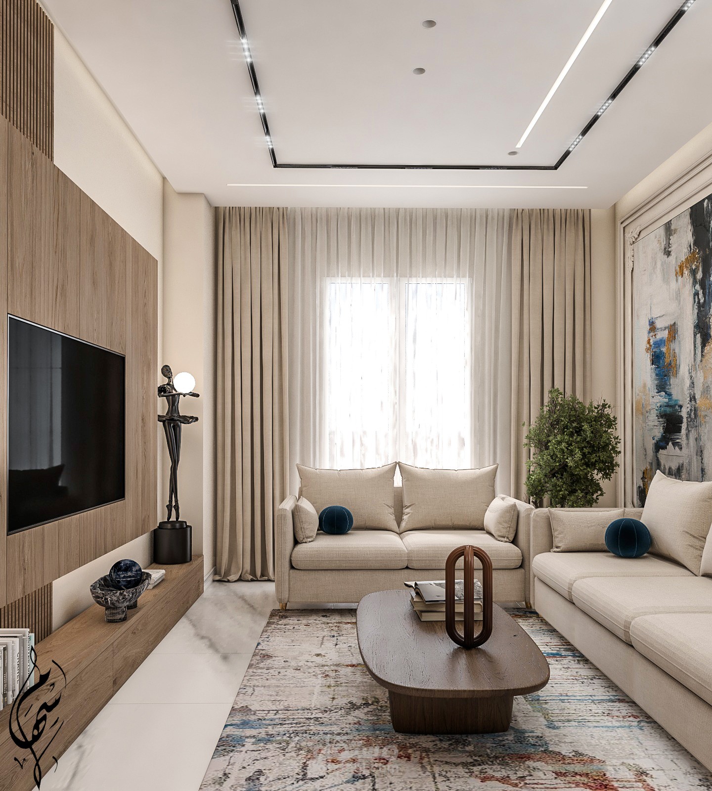 تصميم أستقبال شقة سكنيه