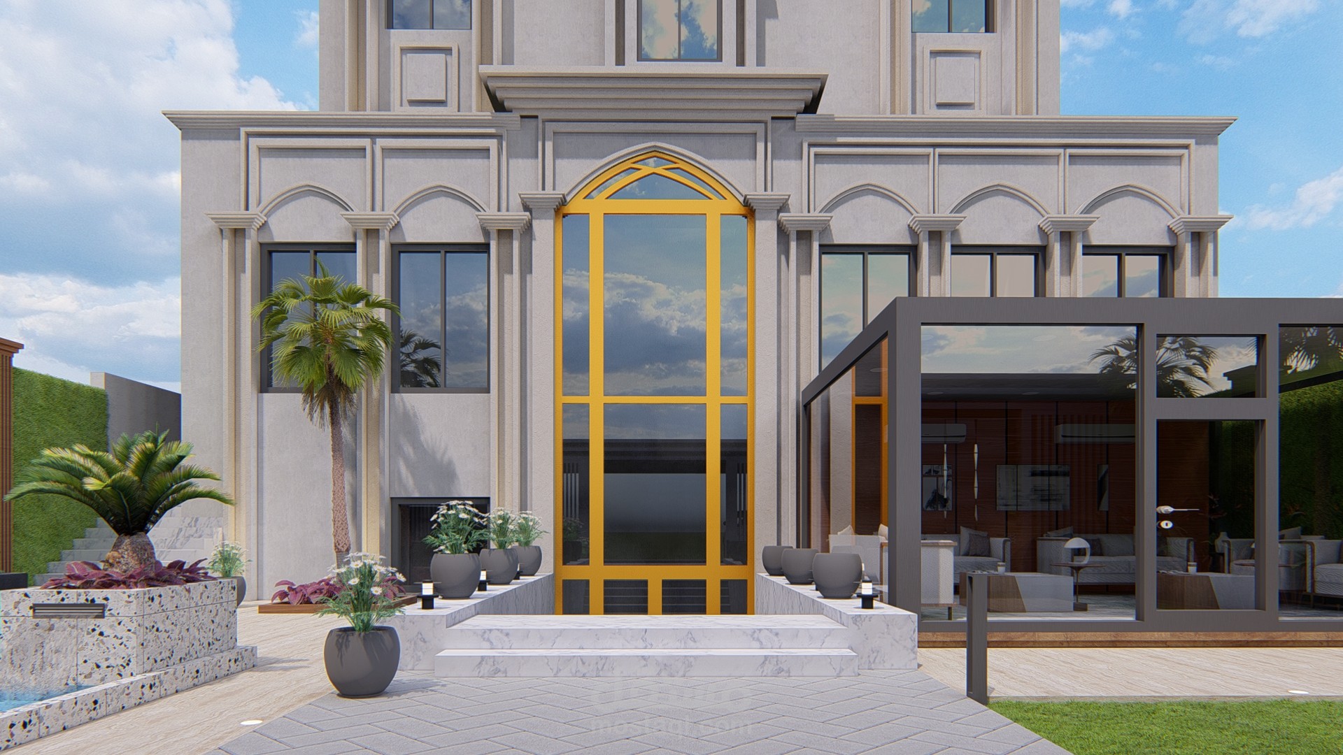 تصميم حديقة خارجية لفيلا