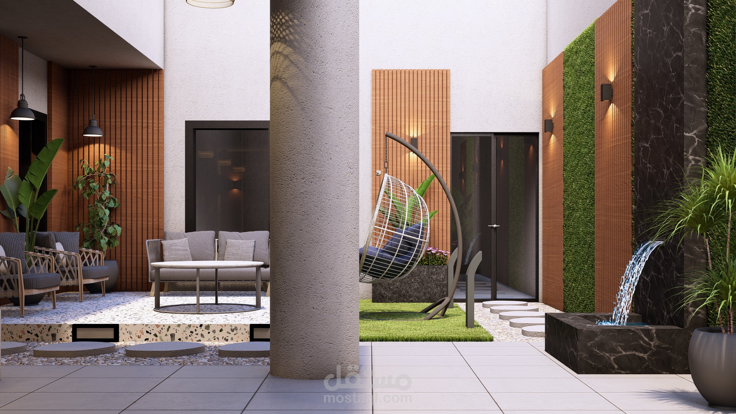 تصميم حديقة صغيرة لفيلا