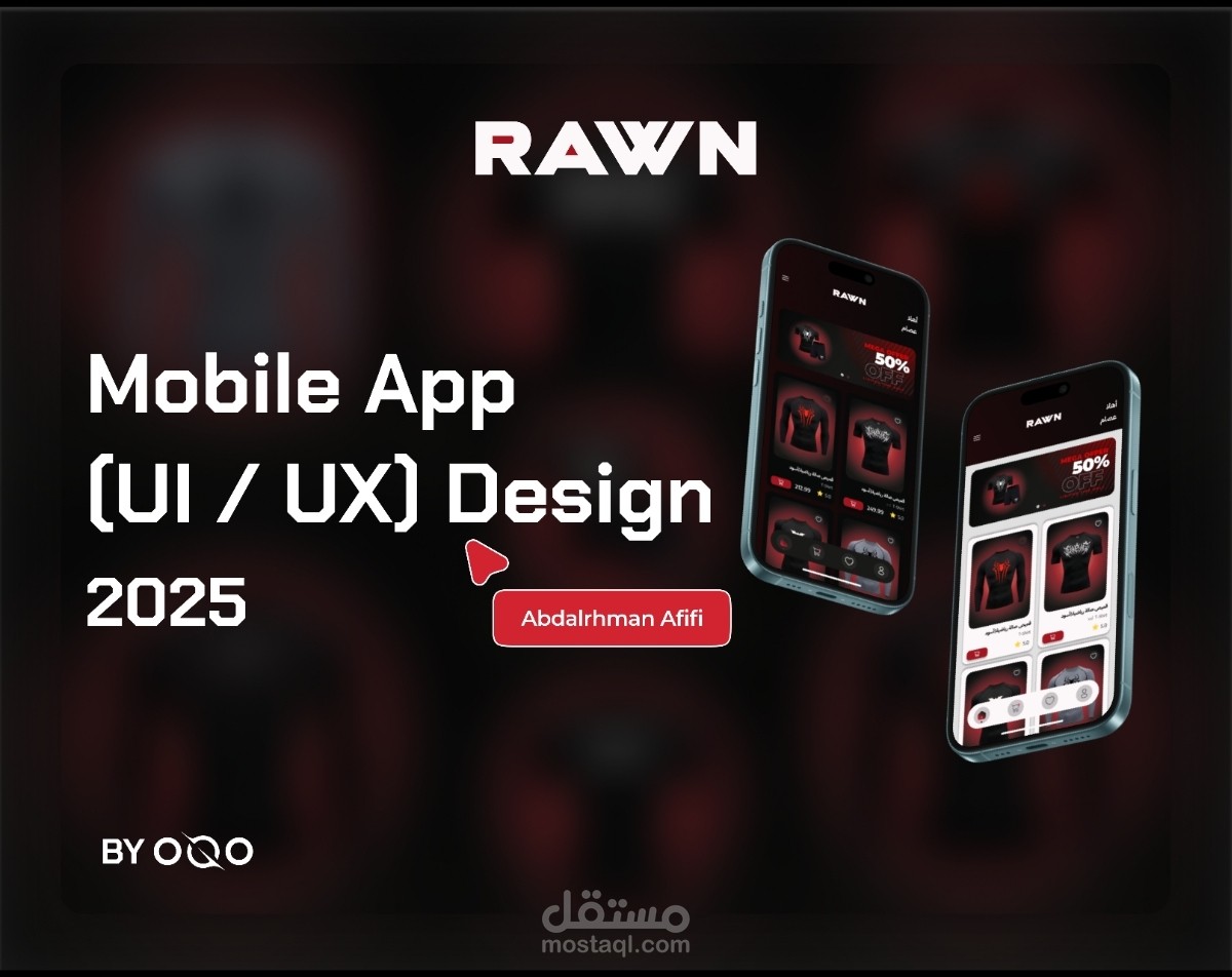 "RAWN" متجر بيع ملابس رياضية (Mobile App "UI / UX" Design )