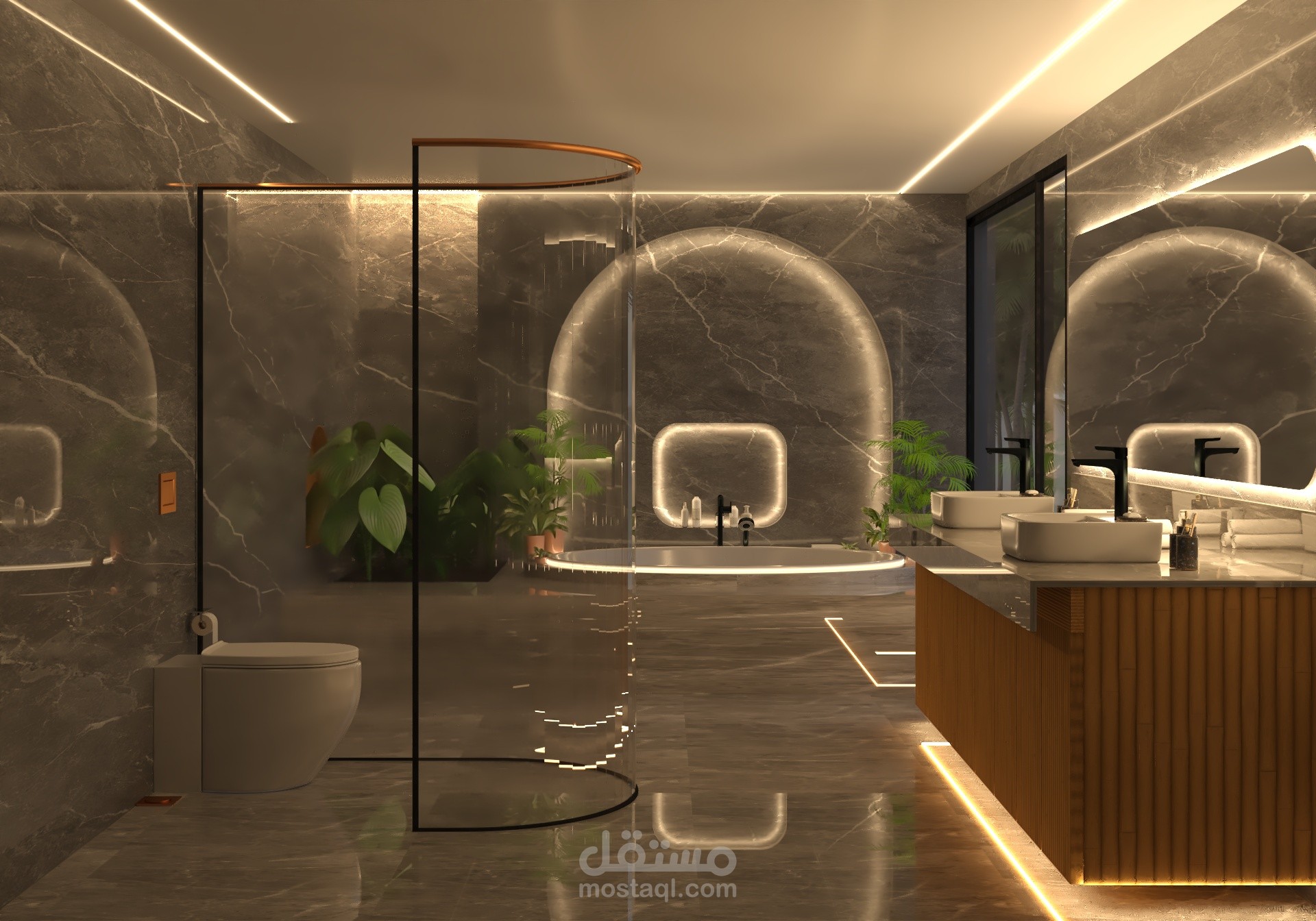 حمام على طراز استوائي فاخر