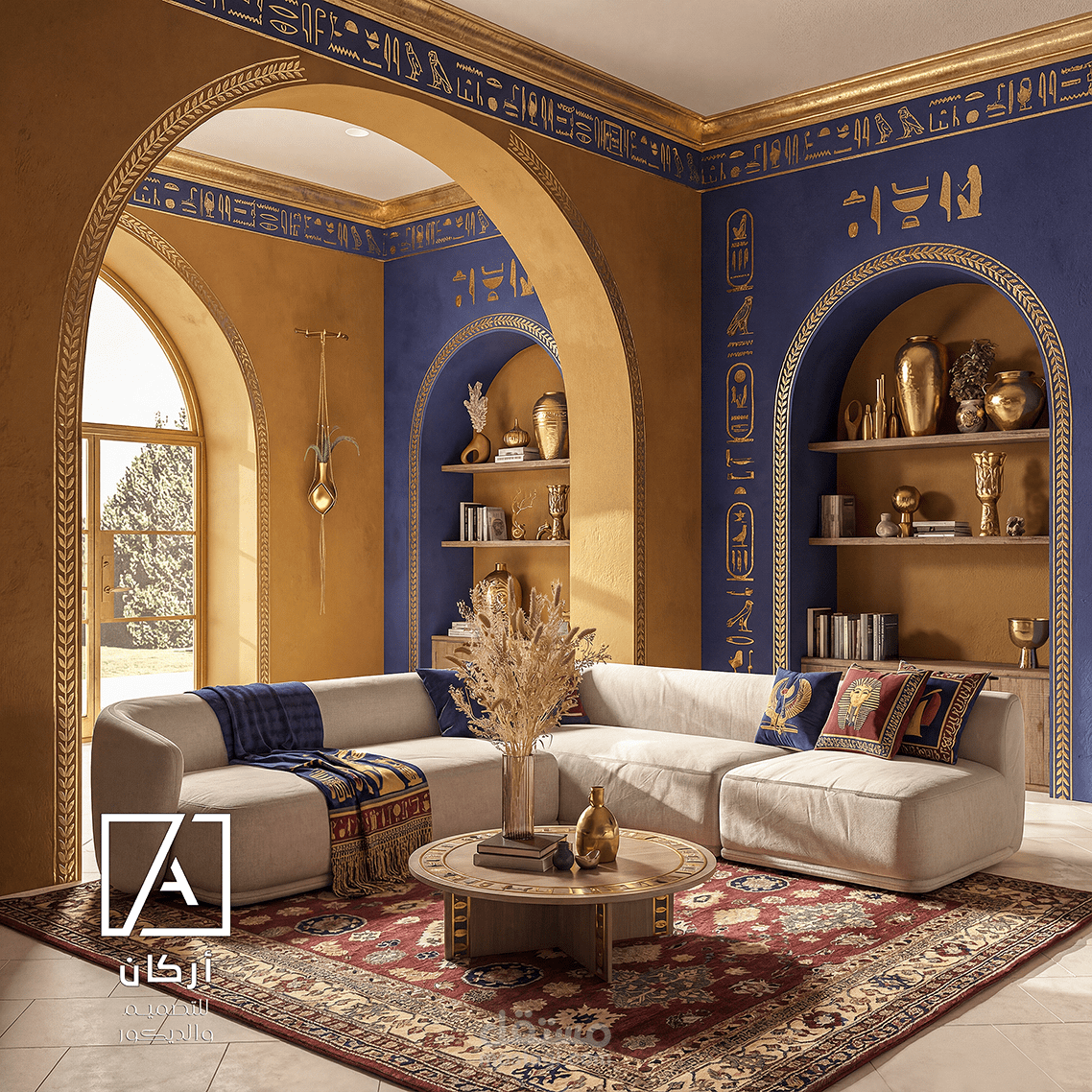 Golden Legacy – Contemporary Egyptian Living Room