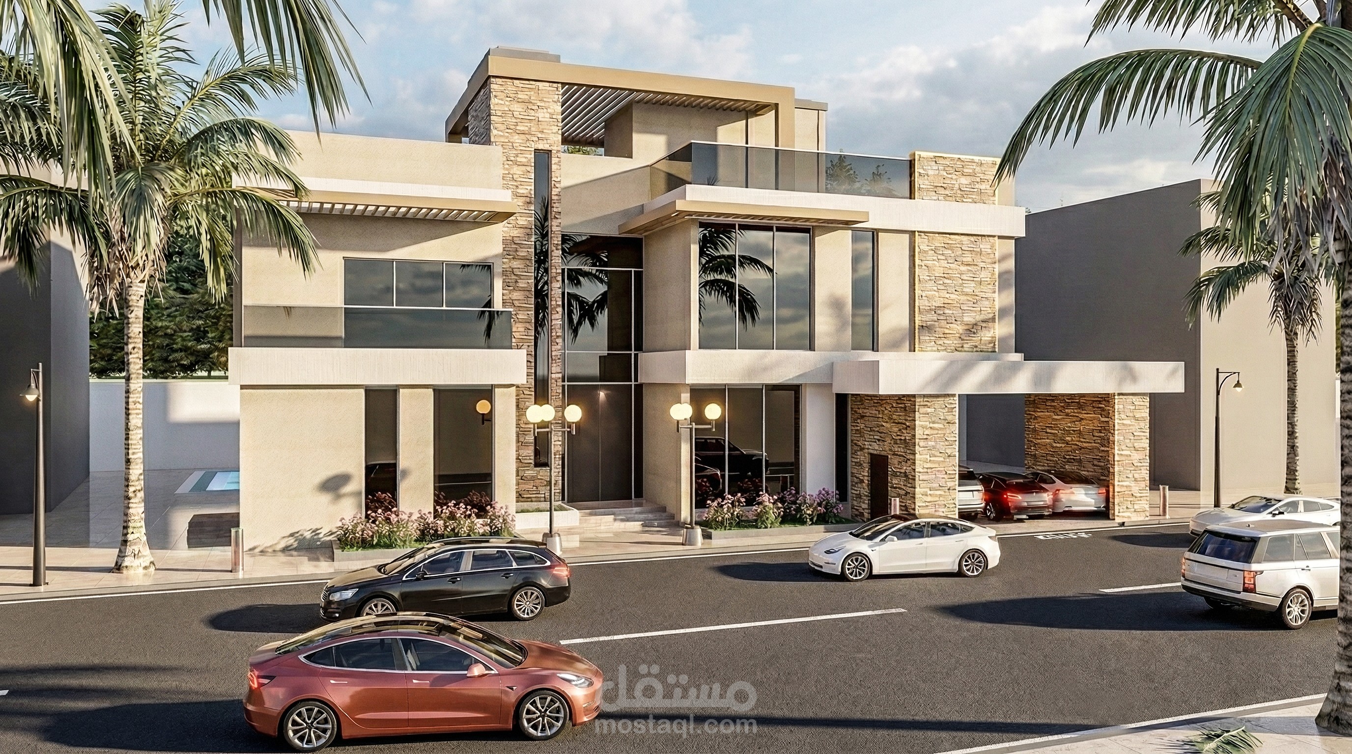 تصميم فيلا عصرية متكاملة – واجهات خارجية وديكور داخلي (Modern Villa Design)