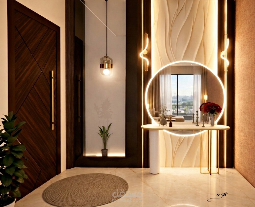 Modern Luxury Entrance Interior Design with Elegant Console