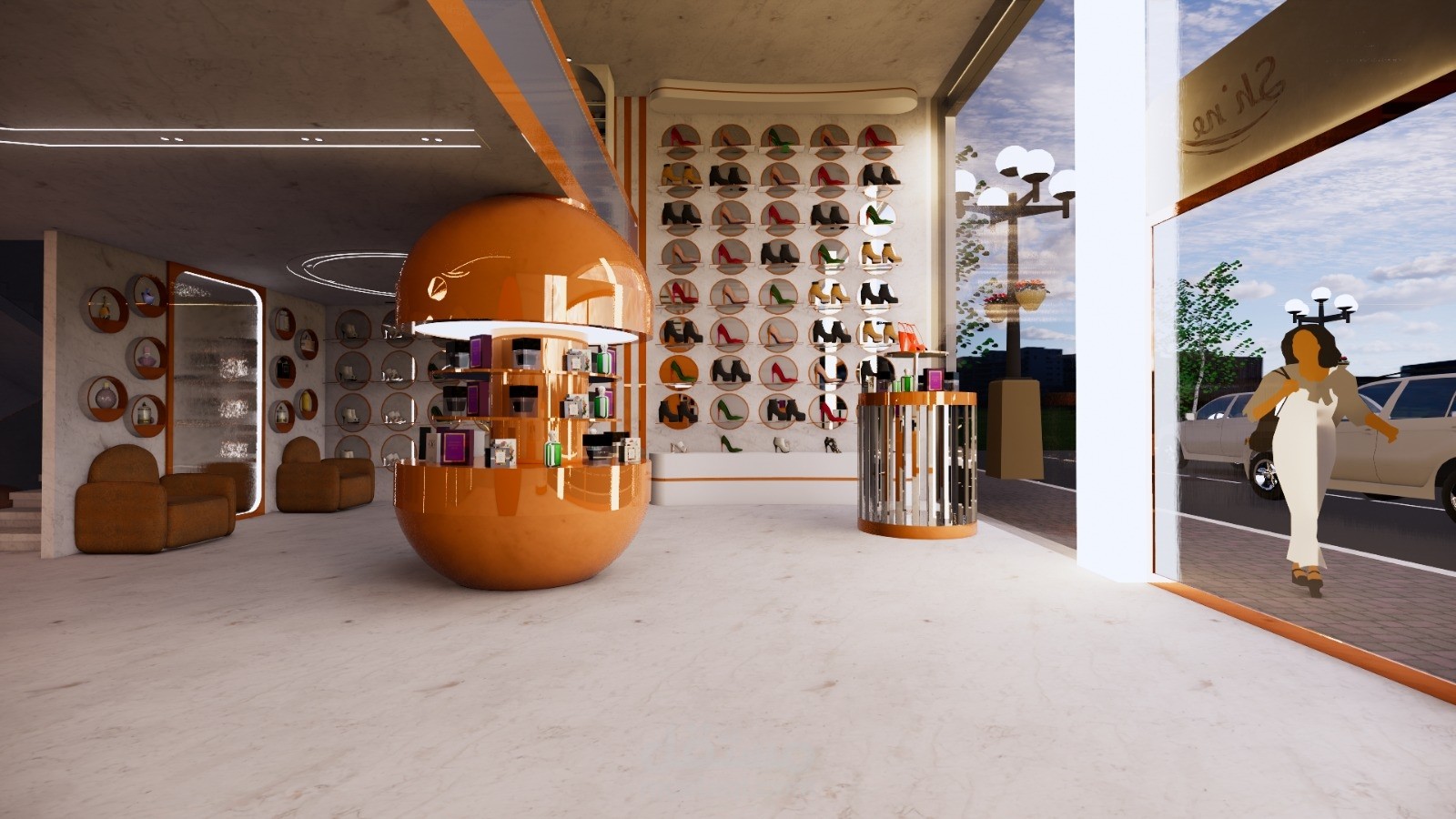 Modern Shoe & Perfume Store Design Inspired by Meteor Concept