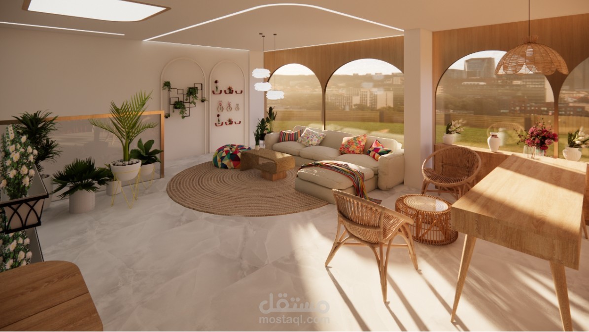 تصميم داخلي لسدة لمحل تجاري ورد