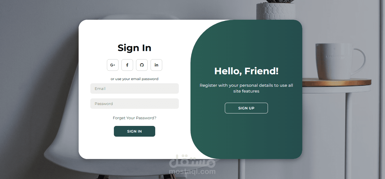 login and sign page designing