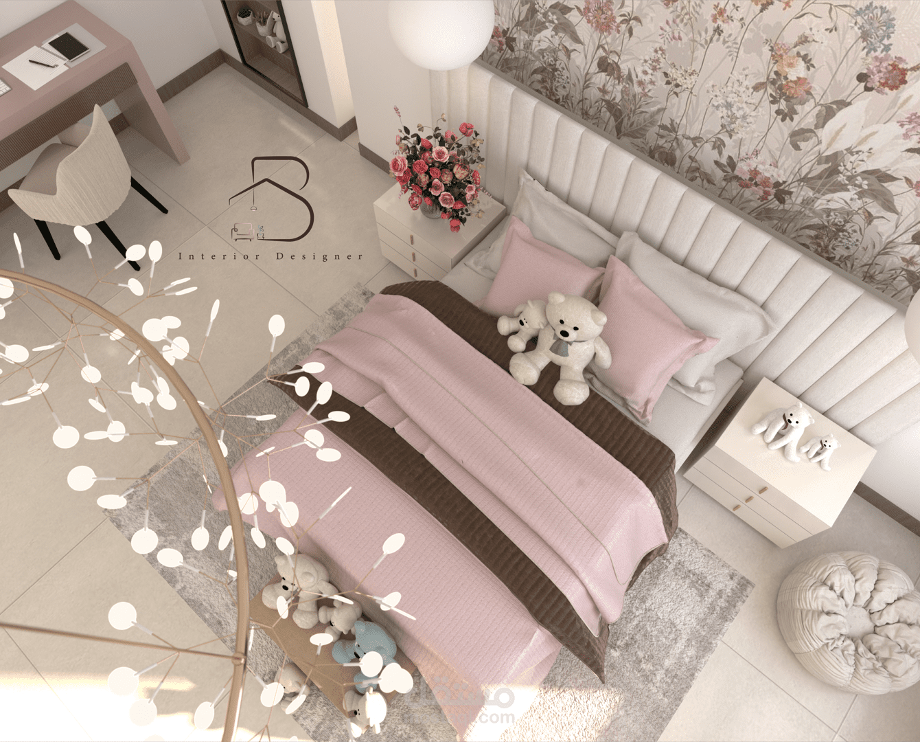 تصميم داخلي  حديث لغرفة نوم لفتاة