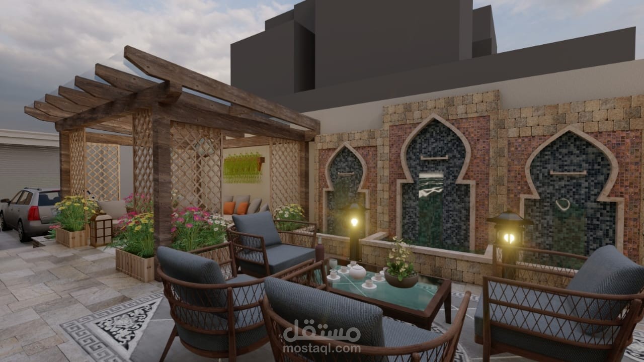 تصميم حديقة منزلية على الطراز الاسلامي