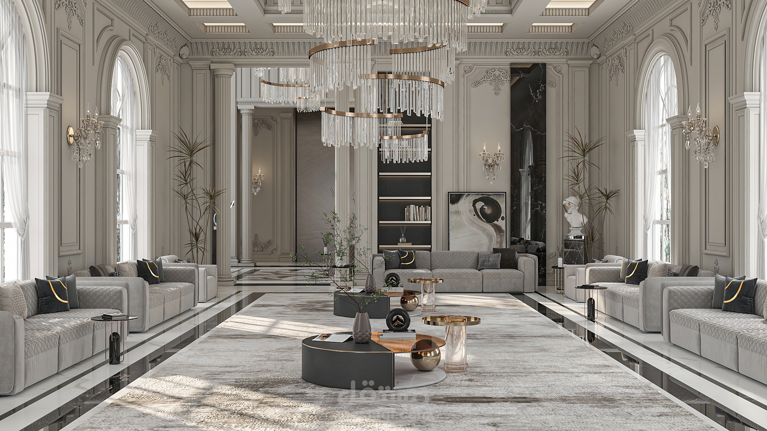 تصميم مجلس رجال بقصر بالرياض ونوع التصميم كلاسيك