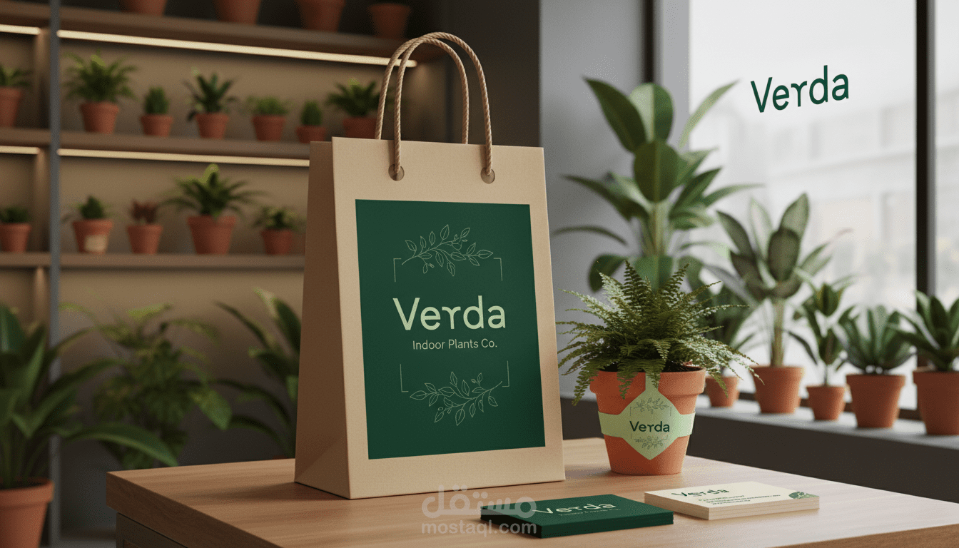 تصميم شعار Verda لشركة نباتات منزلية