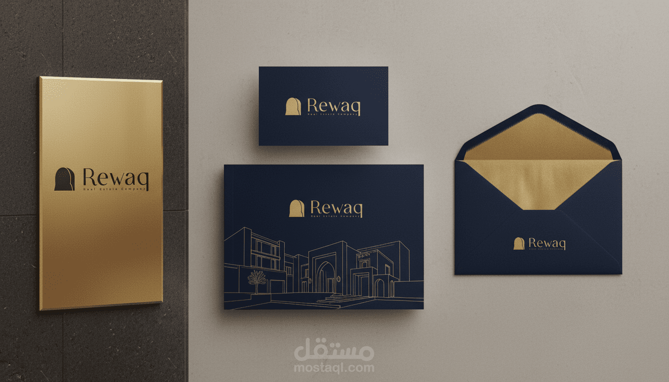 تصميم شعار Rewaq لشركة عقارات فاخرة