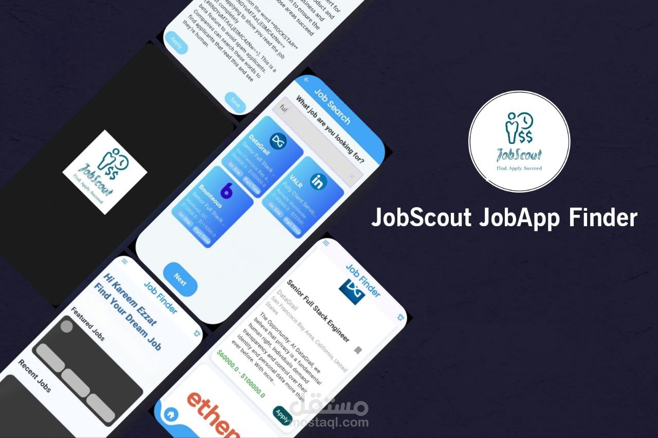 JobScout - تطبيق متكامل للبحث عن الوظائف وتقديم الطلبات