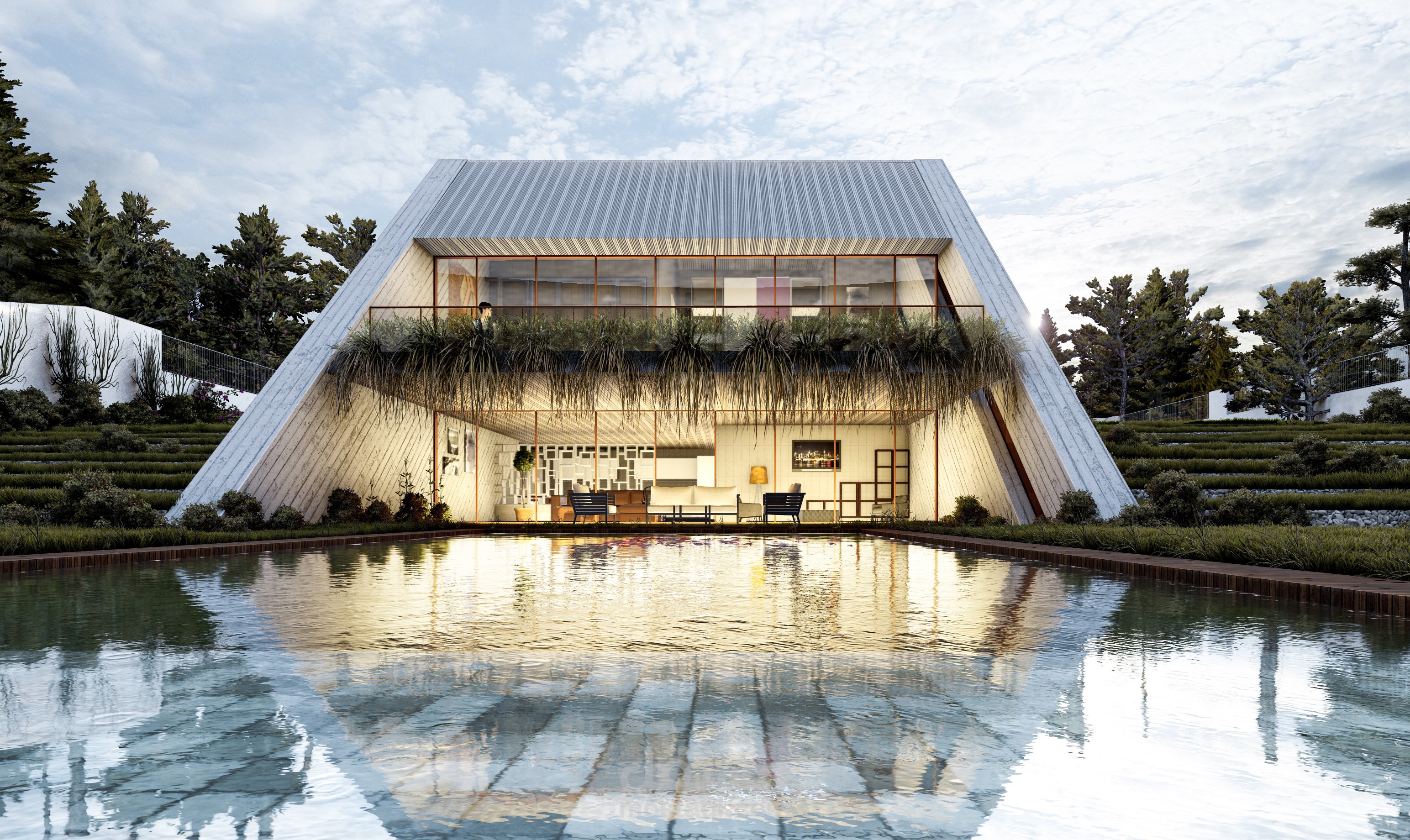 تصميم وإظهار معماري لمنزل بنمط مودرن